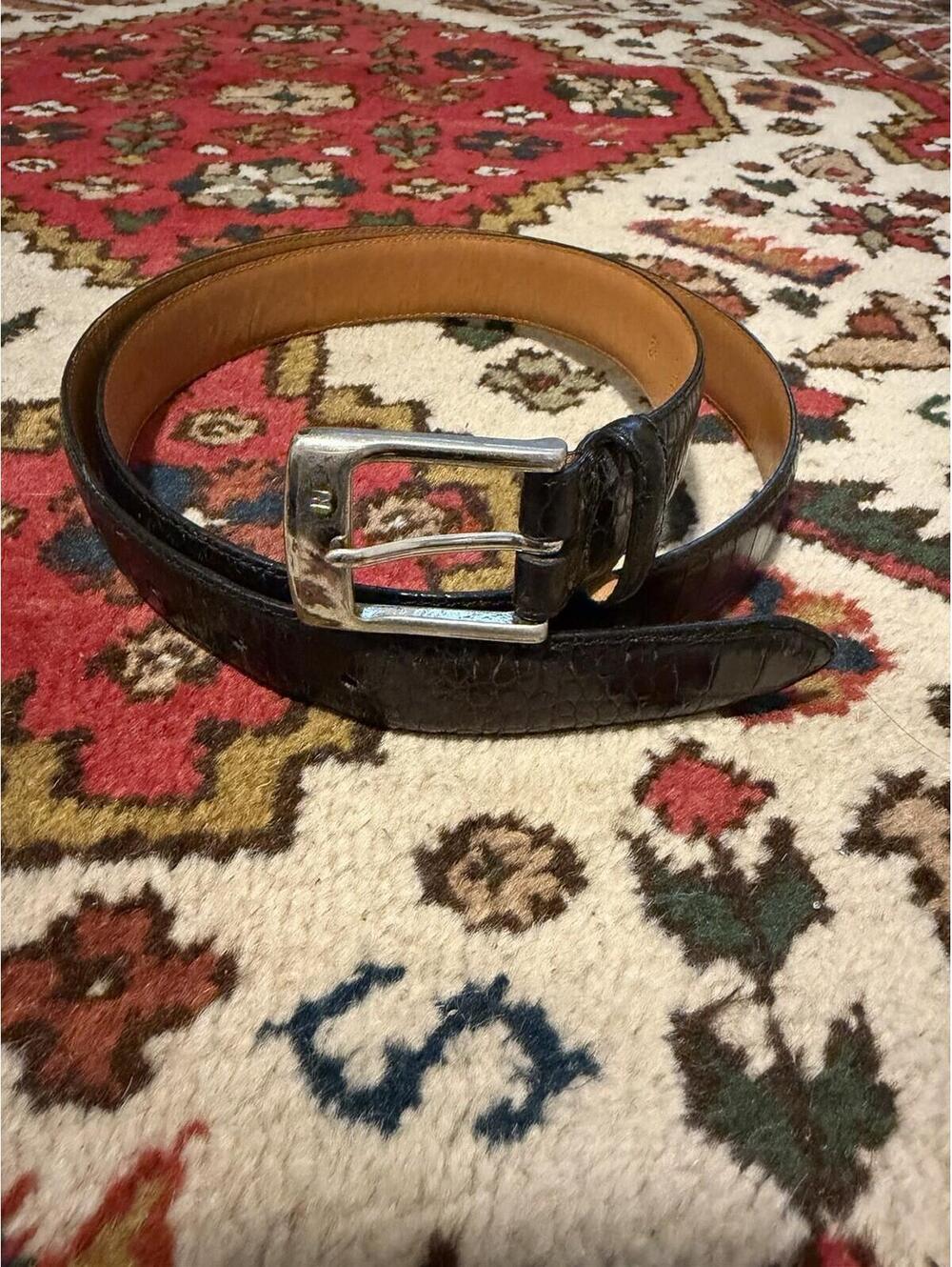 Polo Ralph Lauren Men’s Dress Belt Black Crocodile Pattern Adjustable Buckle